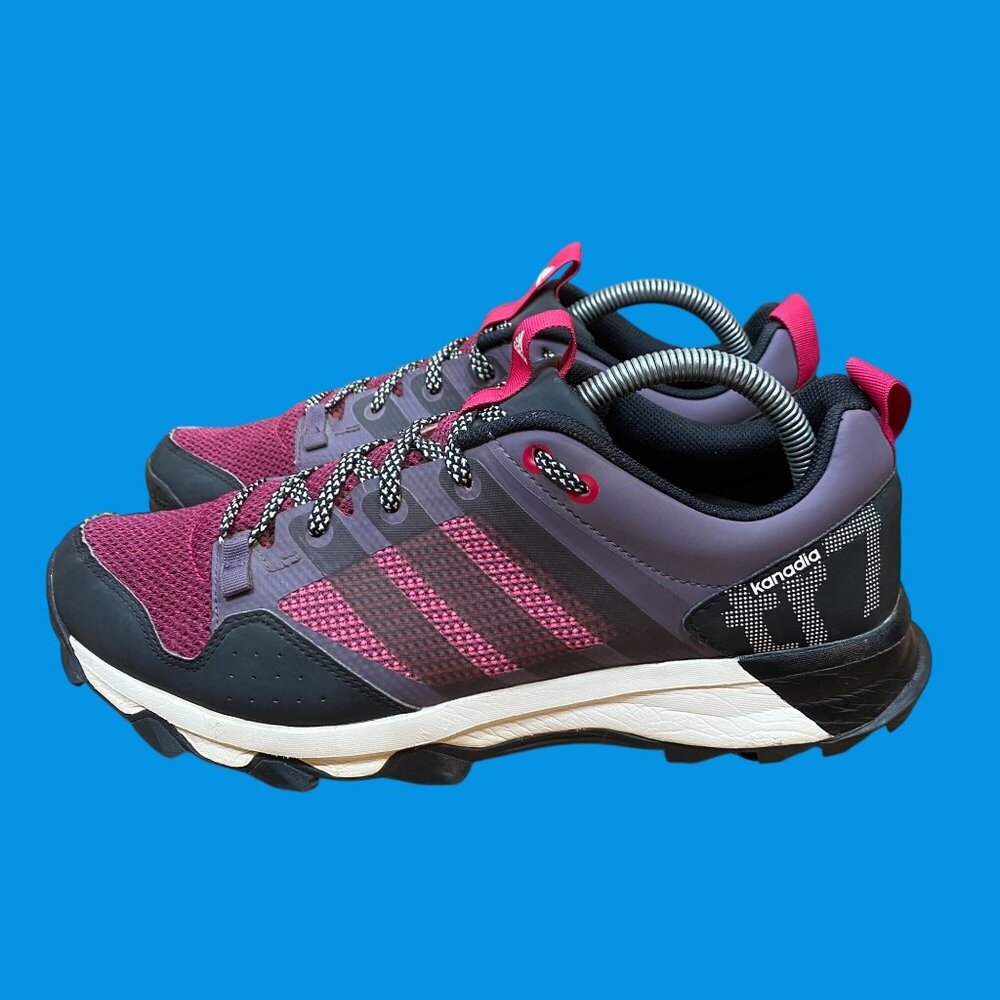 Adidas Womens Kanadia 7 Trail Running Shoes Purple/Black Mesh Size 9.5